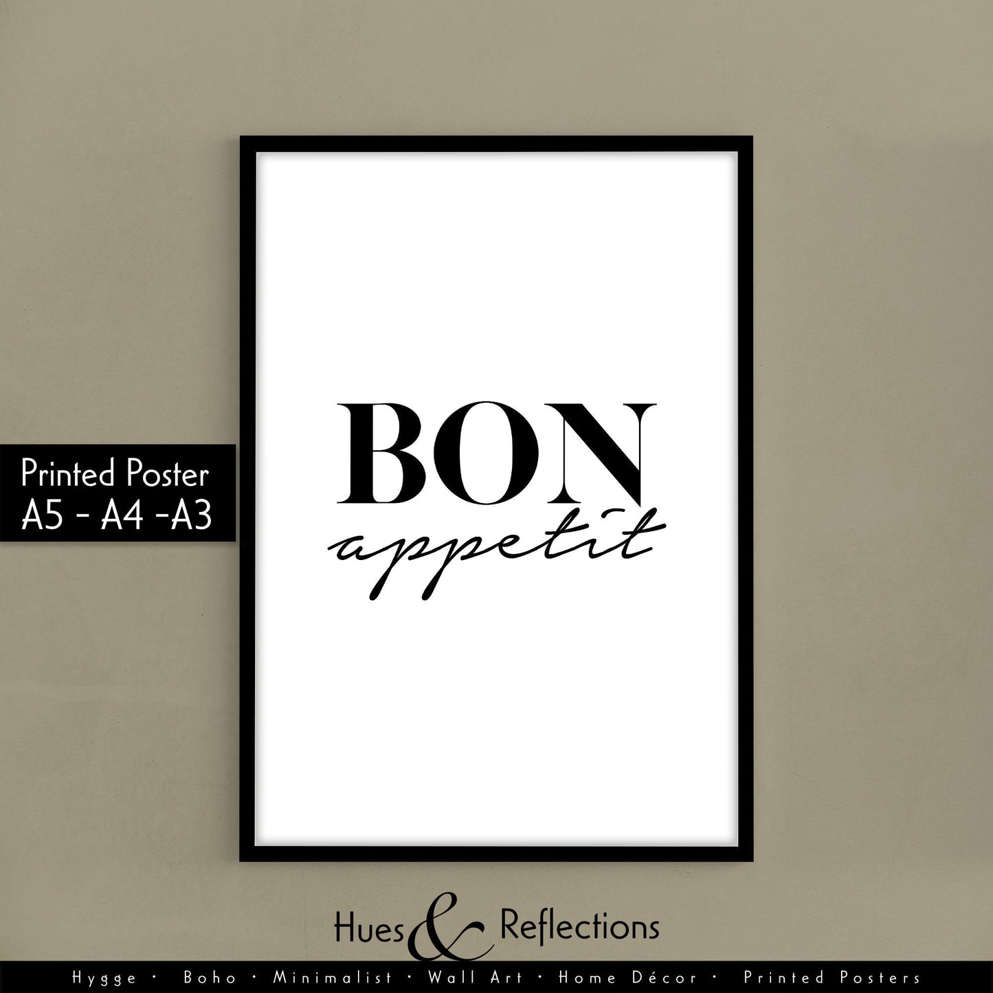 Bon Appetit - Kitchen Wall Decor, Kitchen Prints, French Home Decor, Kitchen frame, Gift For Home Chef