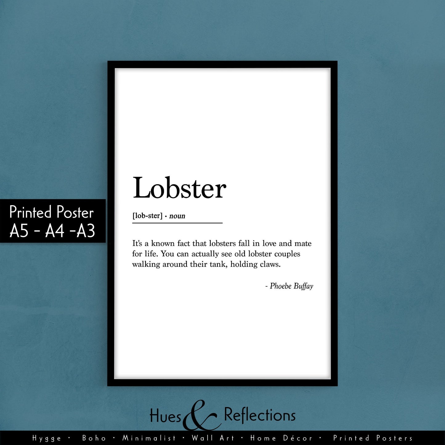 Lobster Definition Print, Friends TV Show Quote, Phoebe Buffay, Wall Art, Home Decor, Dictionary Style Prints, Printed Poster