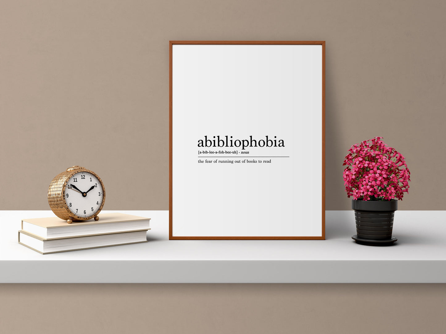 Abibliophobia Definition Poster ideal for Book Lovers, Gift for Librarian, Book Reader Gift, Home Decor Wall Art, Library Wall Decor