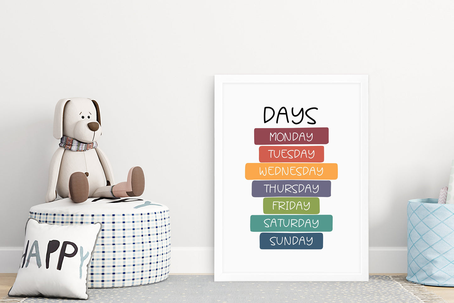 Days of the Week Print, Montessori Education Poster, Nursery Wall Art, Kids learning, Homeschool Resource, Learning Print, Children's Print