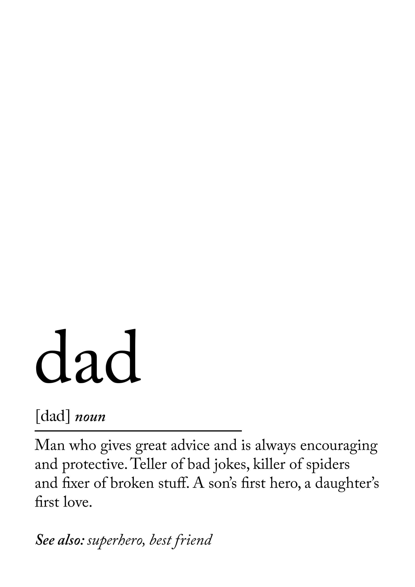 Dad wall print gift, gift for dad, fathers day print, Dad definition poster, Fathers day gift from daughter, Fathers day from bump, grandad