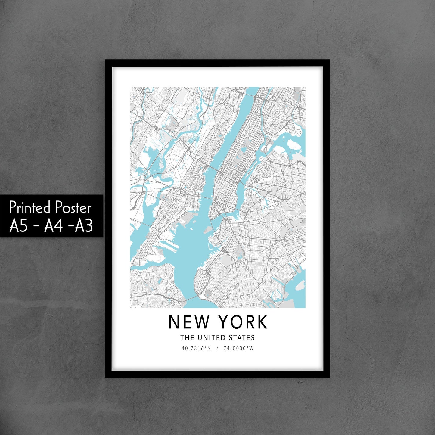 Custom Travel Map Poster, New York City poster, Minimalist Black and White Wall Art, USA, Urban City Map Print, Old Style Map Poster Simple City Map Map Wall Decor Mapiful USA Map New York Travel Map, print, gifts, poster Manhattan Print, blue