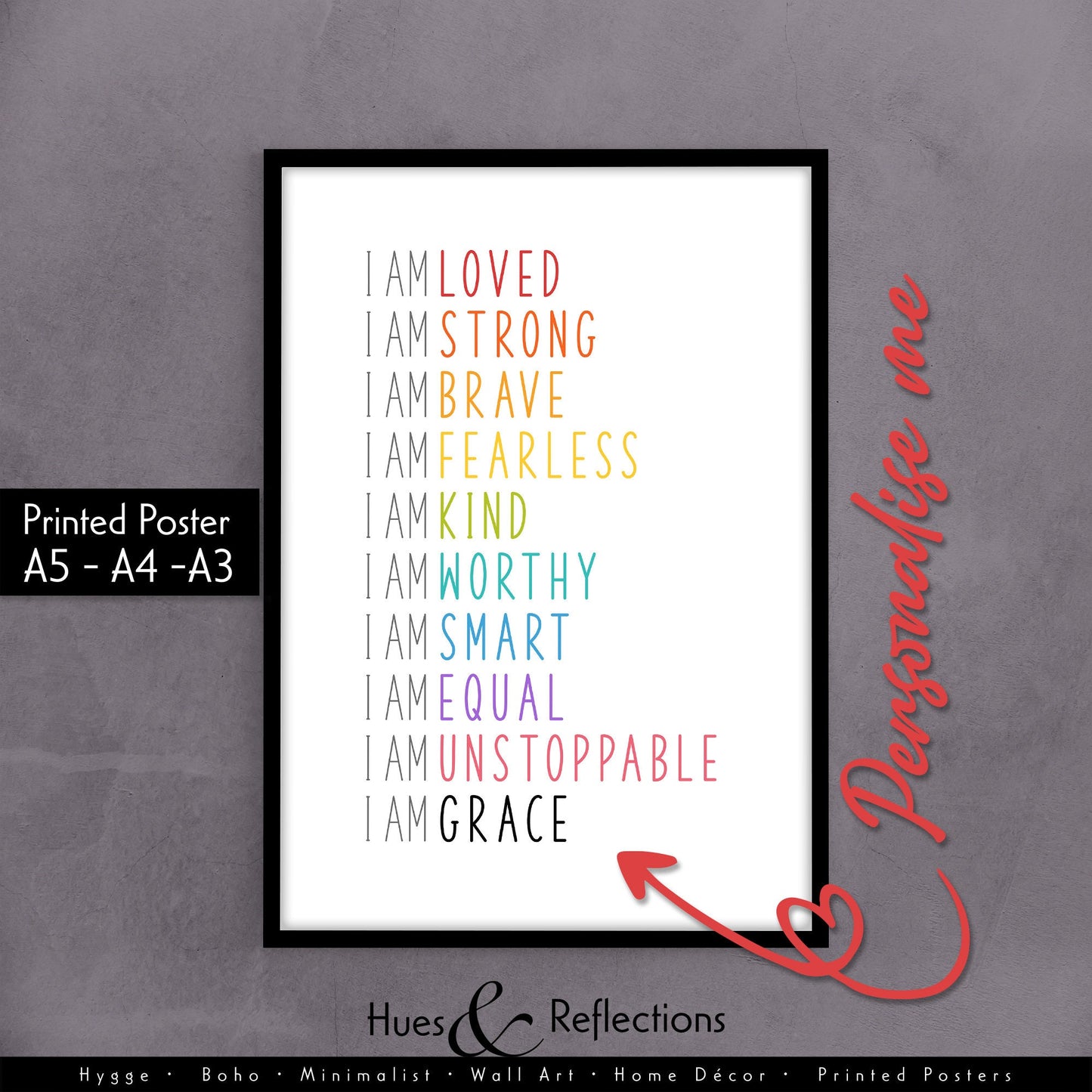 Kids Affirmation Printable Art, Kids Wall Art, Affirmations, Personalised Kids Print, Gifts For Kids, Children Wall Art, Playroom Decor, Daily Affirmations personalised print kid gift ideas Motivational Print Mental Health Gift Empowerment
