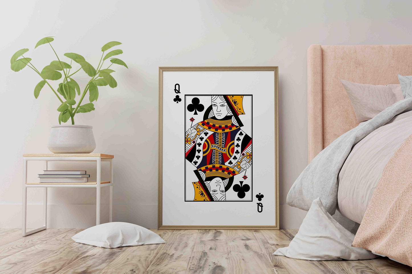 Queen of Clubs Playing Card Wall Décor, Poker Playing Cards Print, Clubs Card Deck Print, His Side Bedroom Wall Art, Playing Card Art Print