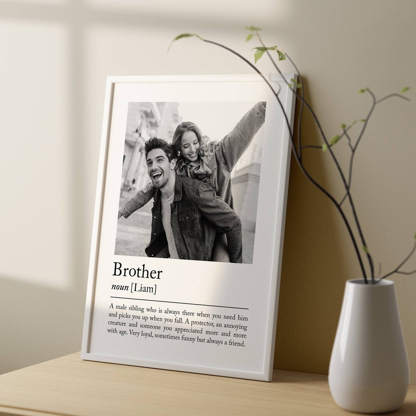 Personalised brother definition print - Custom gift with photo for sibling, birthday gift, Christmas, Photo Gift, big brother Quote