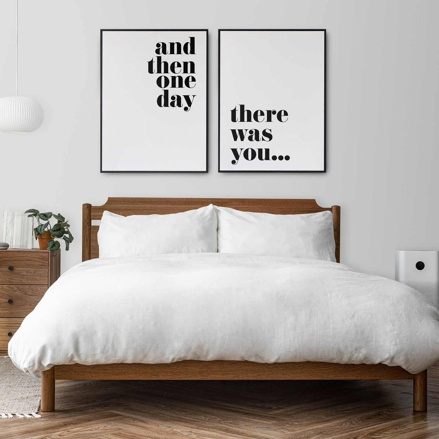And then one day, there was you is a unique minimalist print ideal for valentines day gift for her, couple print, bedroom print, love quote
