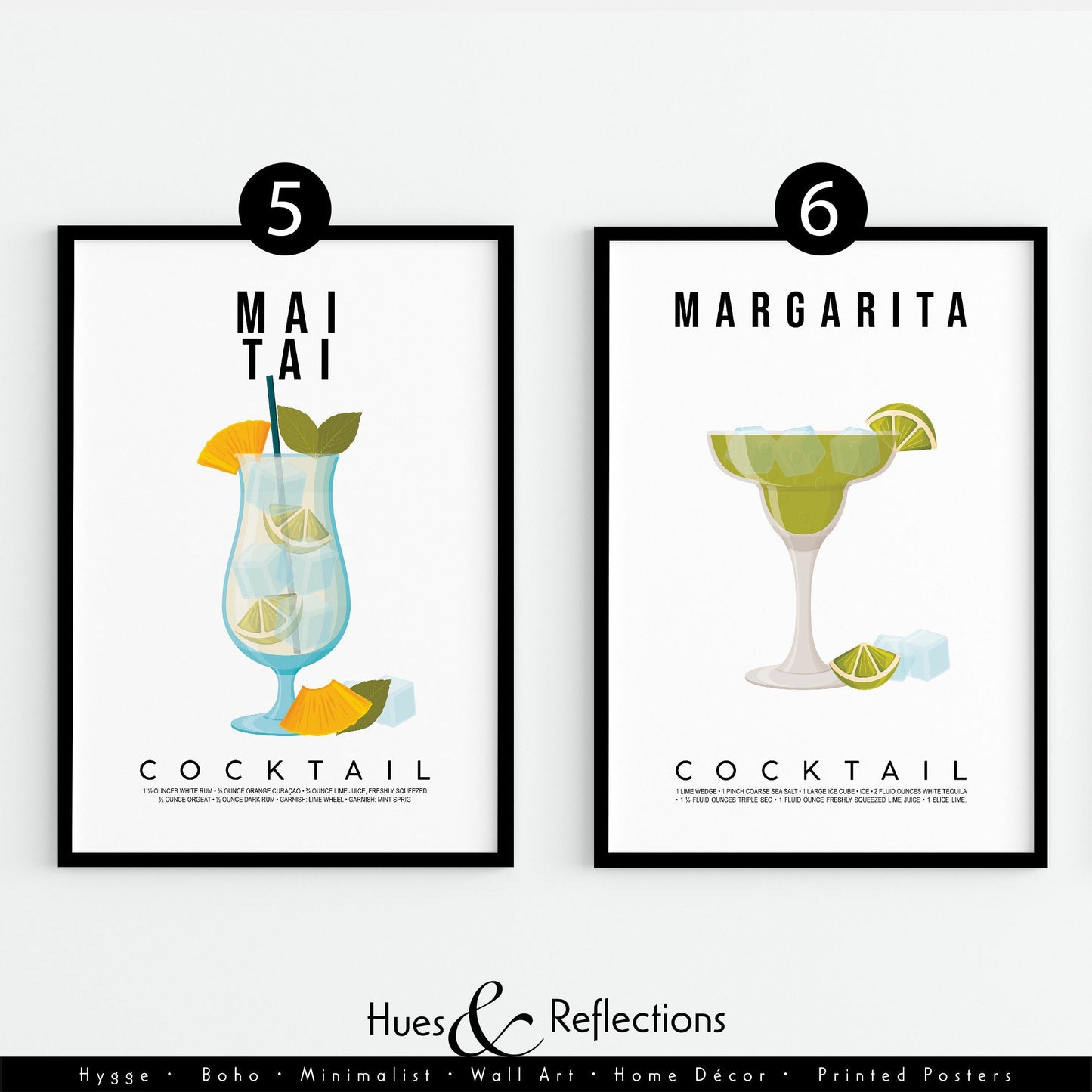 Classic Cocktail Print, Margarita Print, Mojito Recipe, Gin and Tonic Drink Poster, Kitchen Prints, Bar Decor, Colourful Print, Gallery Wall, cocktail print, cocktail poster, cocktail glasses, cocktail sign, cocktail kit, cocktail recipe