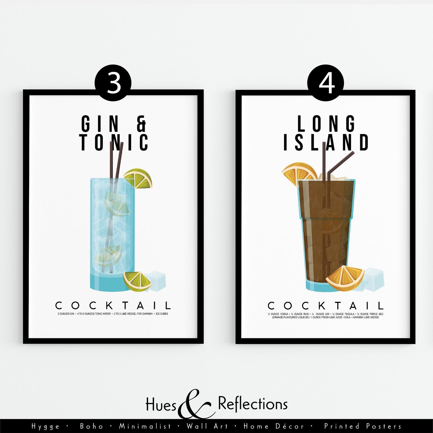 Classic Cocktail Print, Margarita Print, Mojito Recipe, Gin and Tonic Drink Poster, Kitchen Prints, Bar Decor, Colourful Print, Gallery Wall, cocktail print, cocktail poster, cocktail glasses, cocktail sign, cocktail kit, cocktail recipe