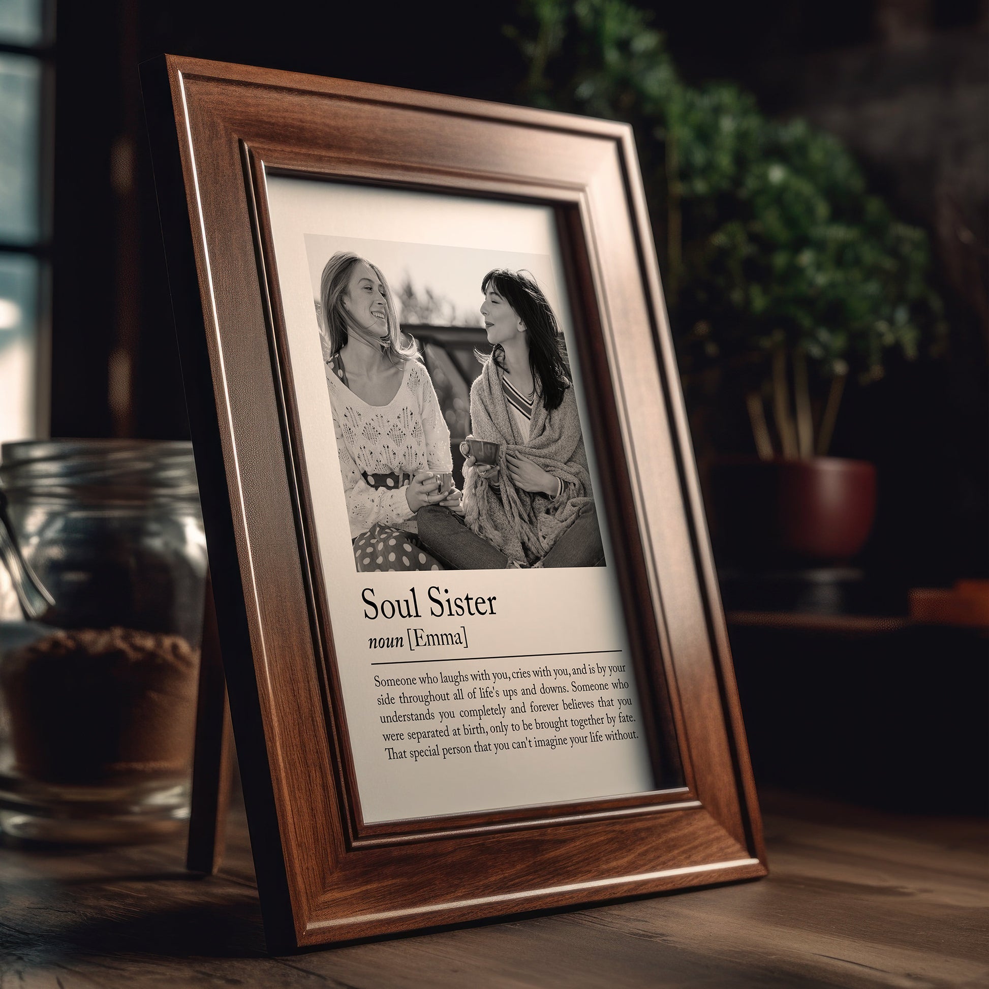 Personalised soul sister definition print - Custom gift with photo for best friend, birthday gift, soulmates, photo gift, best friend quote