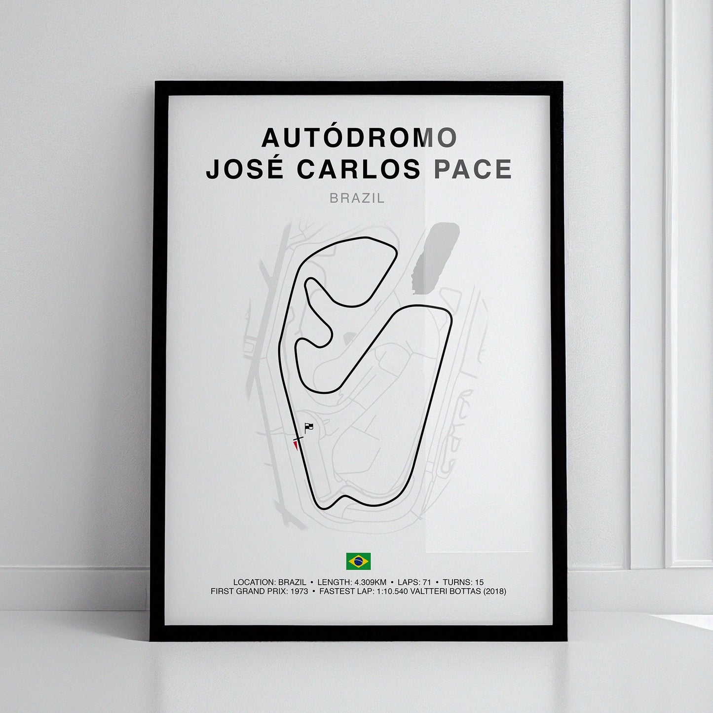 Brazil Grand Prix, Autódromo
José Carlos Pace Circuit Print, Formula 1 Track Poster, Office wall art, Gifts for him, F1 race map frame, F1 Poster, Car race fan art, Valtteri Bottas, Hamilton F1, Brazilian Grand Prix, car race