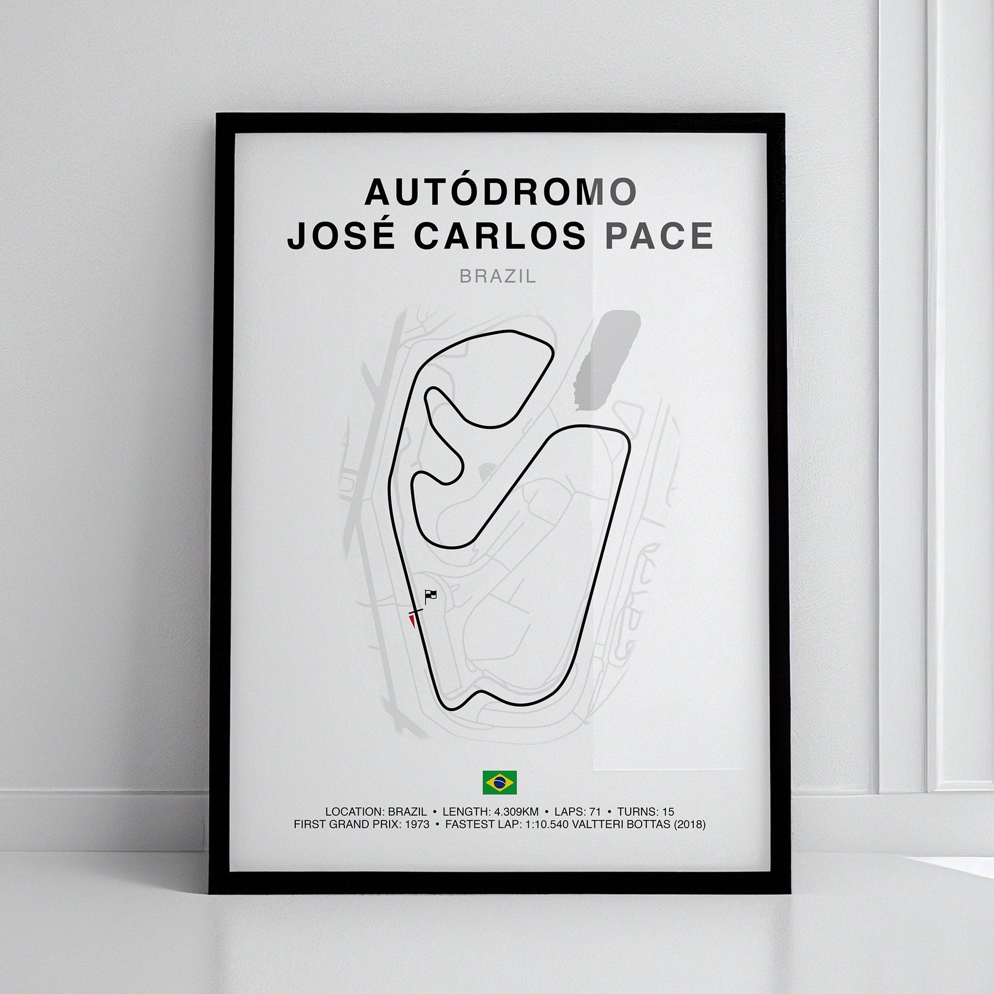 Brazil Grand Prix, Autódromo
José Carlos Pace Circuit Print, Formula 1 Track Poster, Office wall art, Gifts for him, F1 race map frame, F1 Poster, Car race fan art, Valtteri Bottas, Hamilton F1, Brazilian Grand Prix, car race