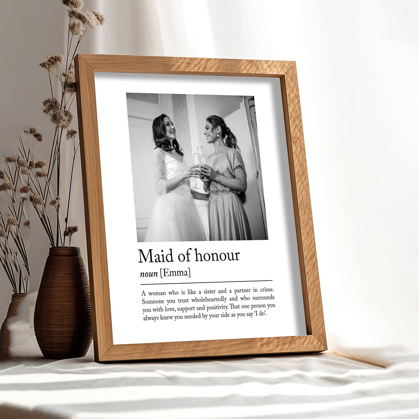 Maid of Honour Print, Bridesmaid Gift, Bestfriend Gift, Thank You Gift, Wedding Thank you, Best Friend Gift, Personalised Gift, Personalised Photo, Definition Print, Gift Idea, Gift for Girlfriend, Minimalist Modern, Last Minute Gift