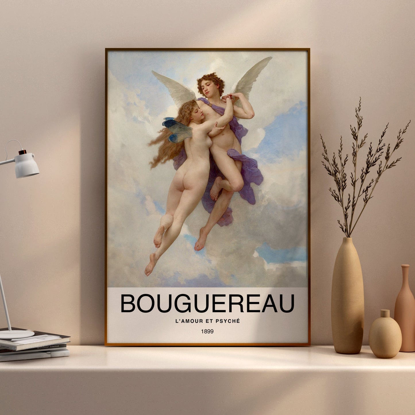 L'Amour et Psyché by Bouguereau Poster Print – Classic and famous vintage wall art, famous painting, Home Decor Fine Art