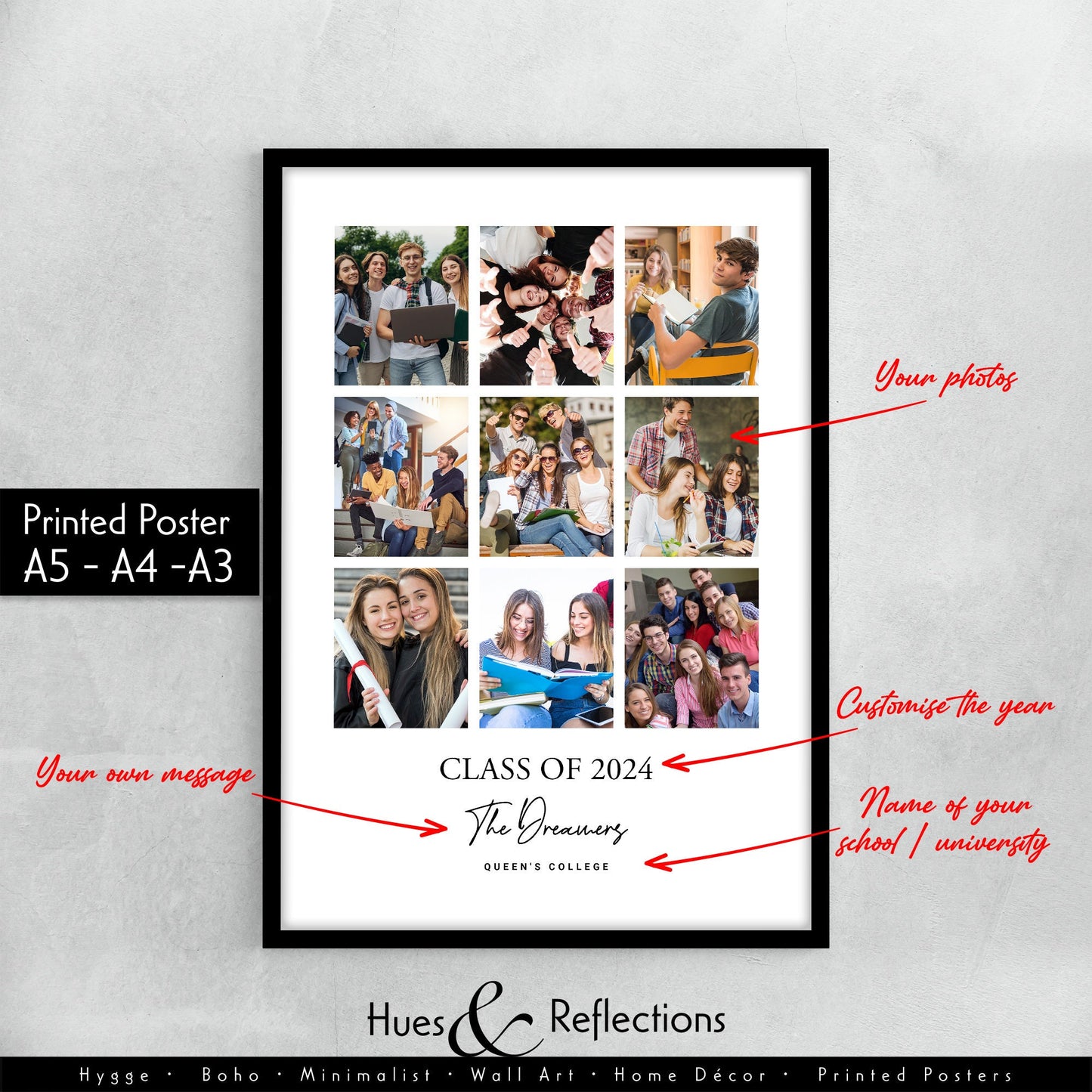 Personalised School Leavers, Graduation, End of Year Photo Print – Graduation photo print, Classmates gift idea, Teacher appreciation gift