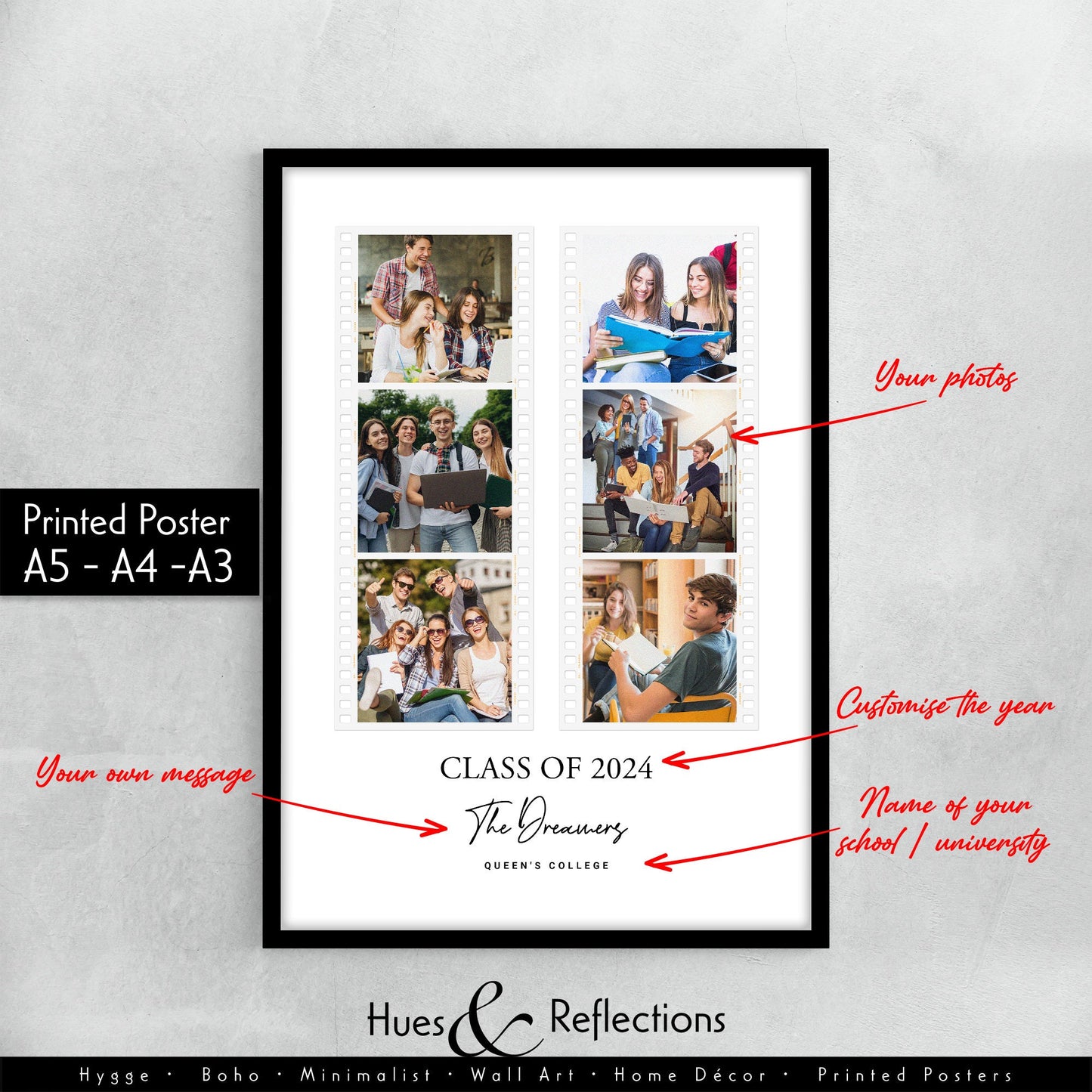 Personalised School Leavers, Graduation, End of Year Photo Print – Graduation photo print, Classmates gift idea, Teacher appreciation gift