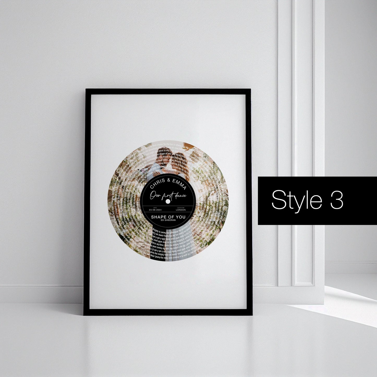 Personalised Photo Vinyl Lyrics Print, Custom Wedding Song Anniversary Gift for Her, Couple Music Gift, Song Lyric Print, First Dance Poster