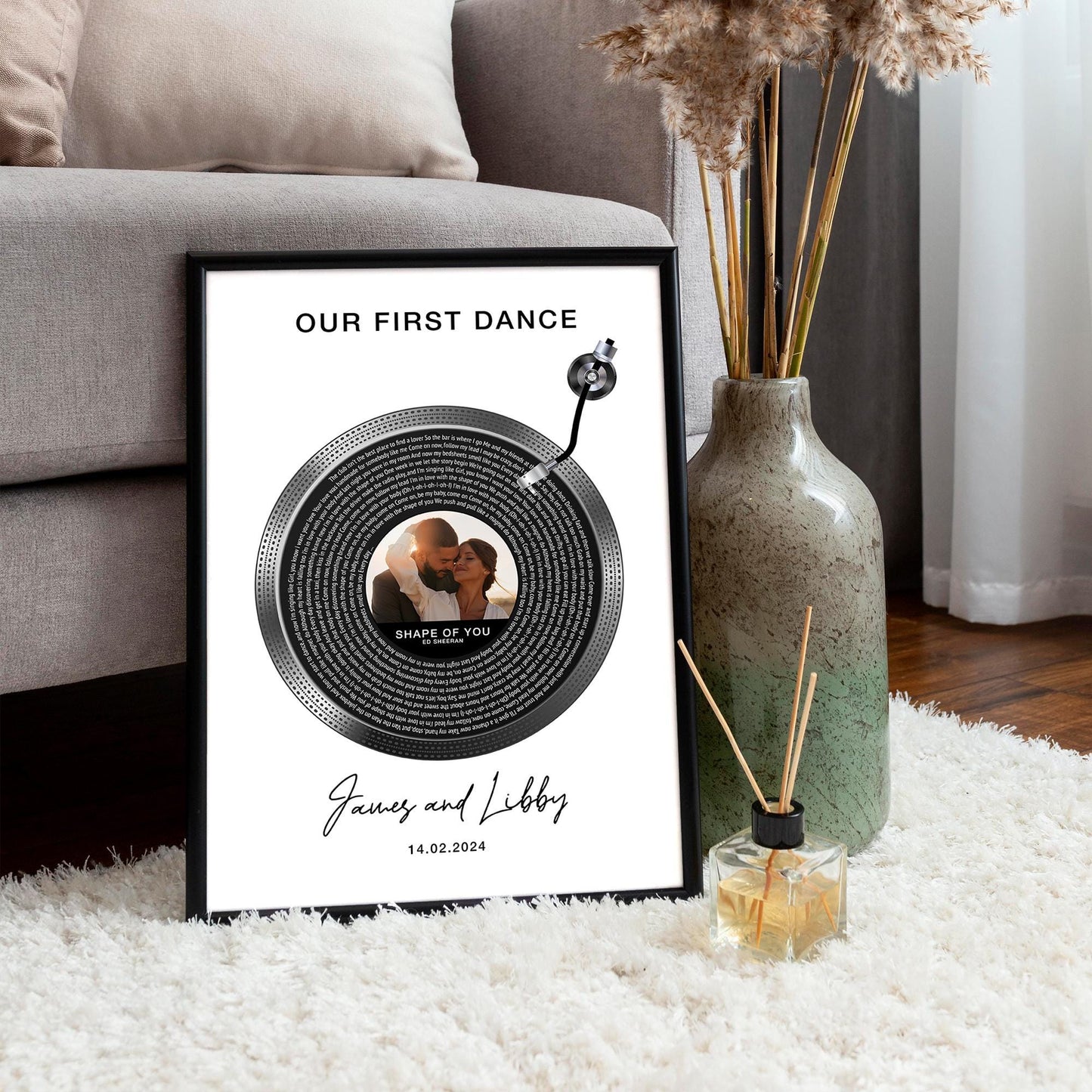 Personalised Photo Vinyl Lyrics Print, Gift for Her, Couple Gift, Song Lyrics Print, First Dance Song Poster, Personalised Song Lyrics Print - Favourite Song Lyrics Poster, Wedding Anniversary Gift, Personalised First Dance Song, Photo Vinyl Lyrics
