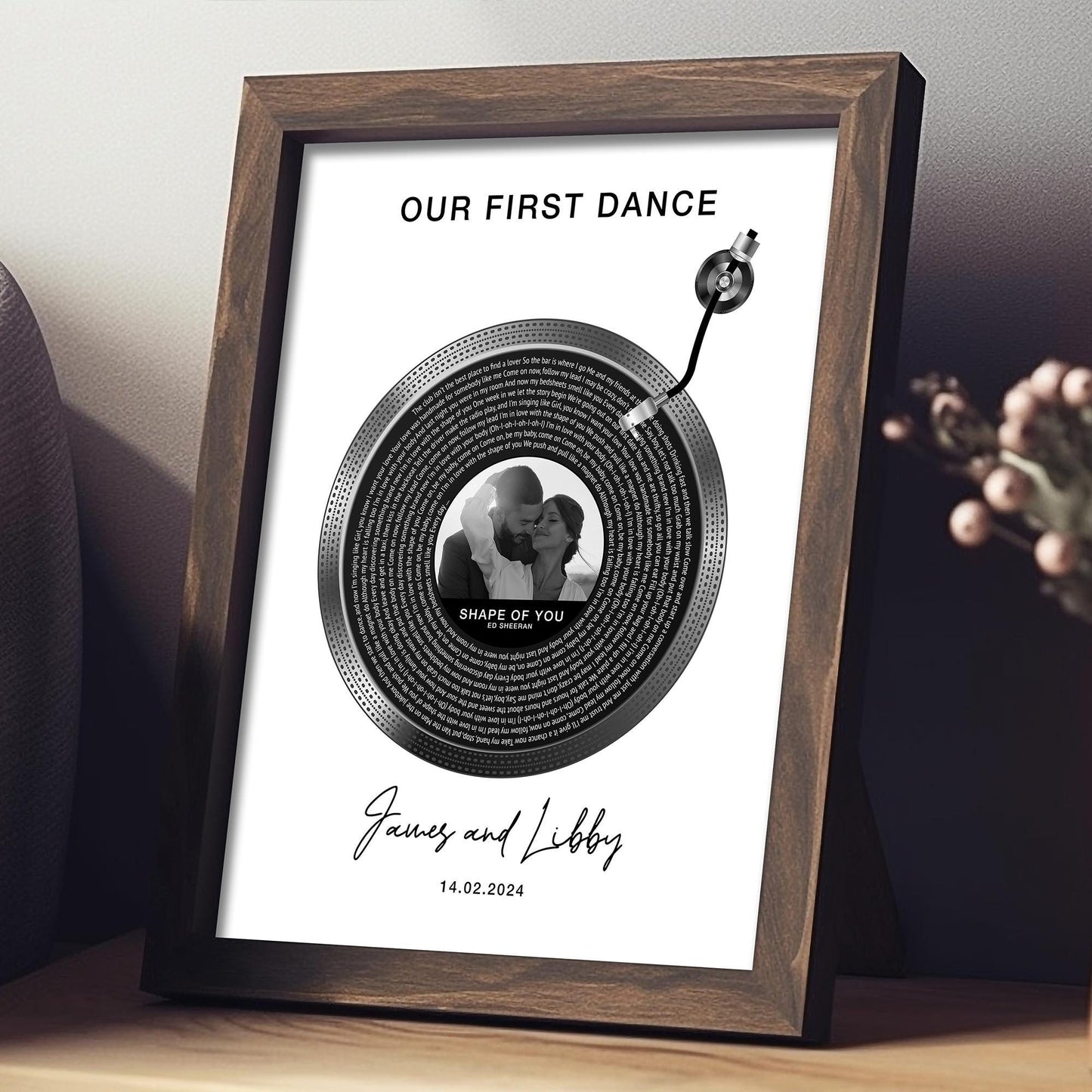 Personalised Song Lyrics Print - Favourite Song Lyrics Poster, Wedding Anniversary Gift, Personalised First Dance Song, Photo Vinyl Lyrics