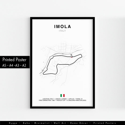 Imola Italian Grand Prix Circuit Print, Formula 1 Track Poster, Office wall art, Gifts for him, F1 race map frame, F1 Poster, Motor Sport