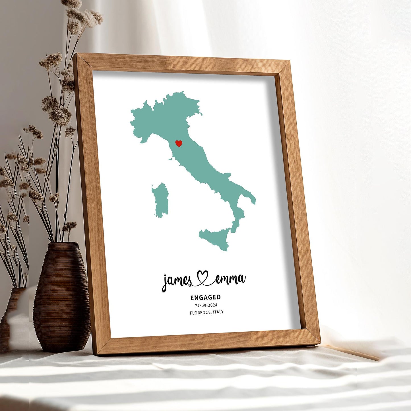 Personalised Map Print, Engagement location print, Wedding anniversary map print, Custom map print, Wedding, Gift for couple, Travel Map