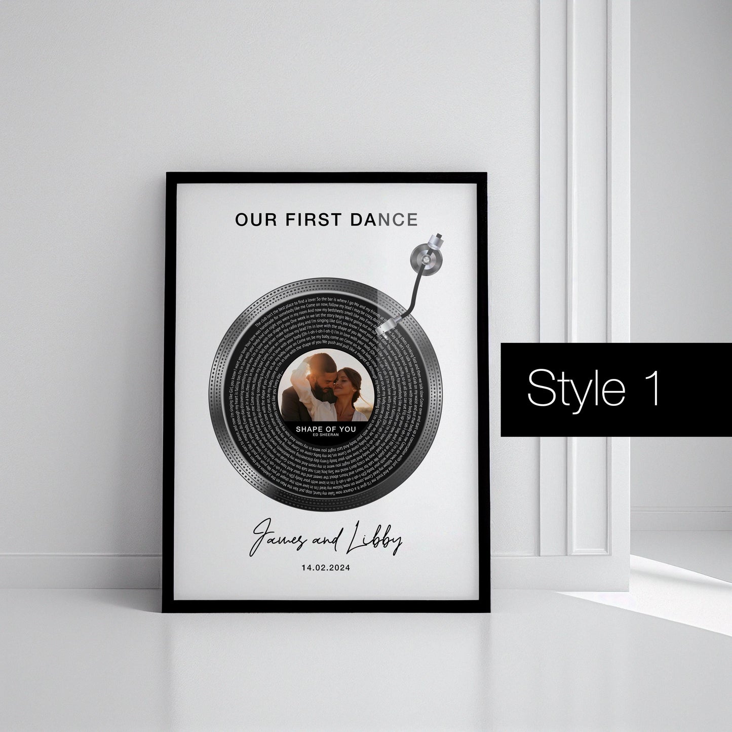 Personalised Photo Vinyl Lyrics Print, Custom Wedding Song Anniversary Gift for Her, Couple Music Gift, Song Lyric Print, First Dance Poster