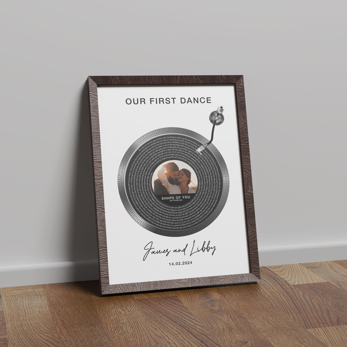 Personalised Photo Vinyl Lyrics Print, Gift for Her, Couple Gift, Song Lyrics Print, First Dance Song Poster, Personalised Song Lyrics Print - Favourite Song Lyrics Poster, Wedding Anniversary Gift, Personalised First Dance Song, Photo Vinyl Lyrics