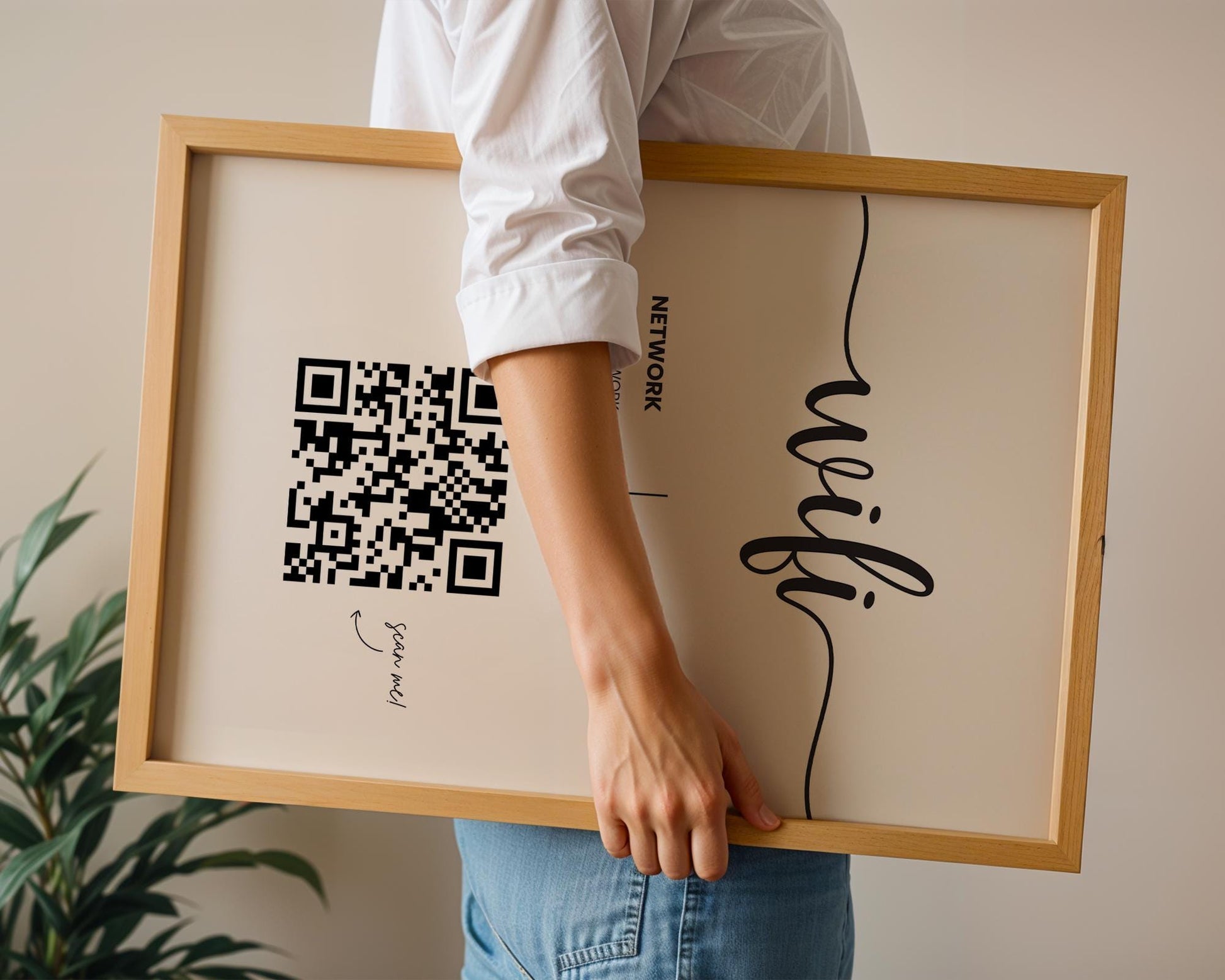 Personalised WiFi print with scan QR code to connect, internet sharing, WiFi password, QR code scanner ideal for AirBnB, Hotel, home, wifi print, wifi qr code, wifi qr scanner, wifi password, business print, nail salon, hair salon, restaurant, bar