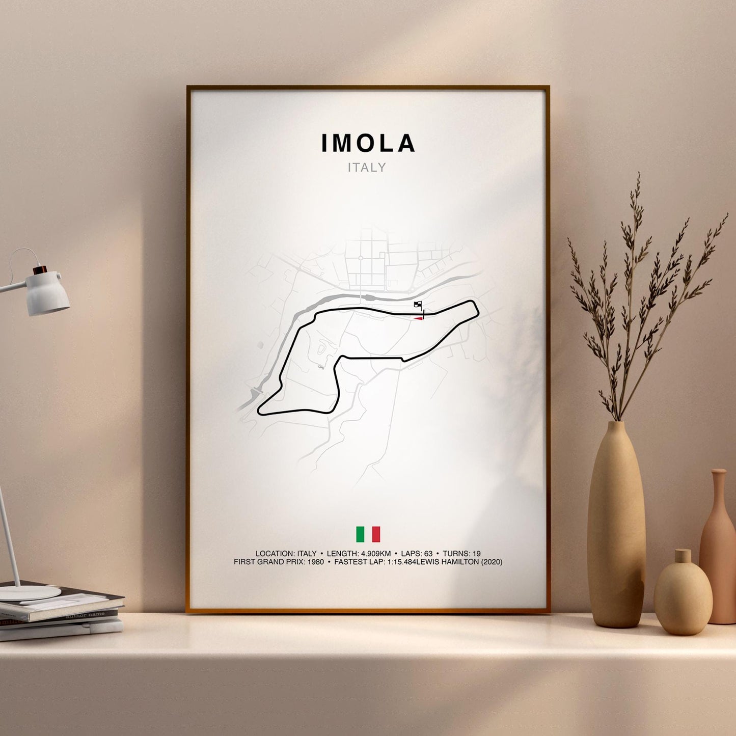 Imola Italian Grand Prix Circuit Print, Formula 1 Track Poster, Office wall art, Gifts for him, F1 race map frame, F1 Poster, Motor Sport