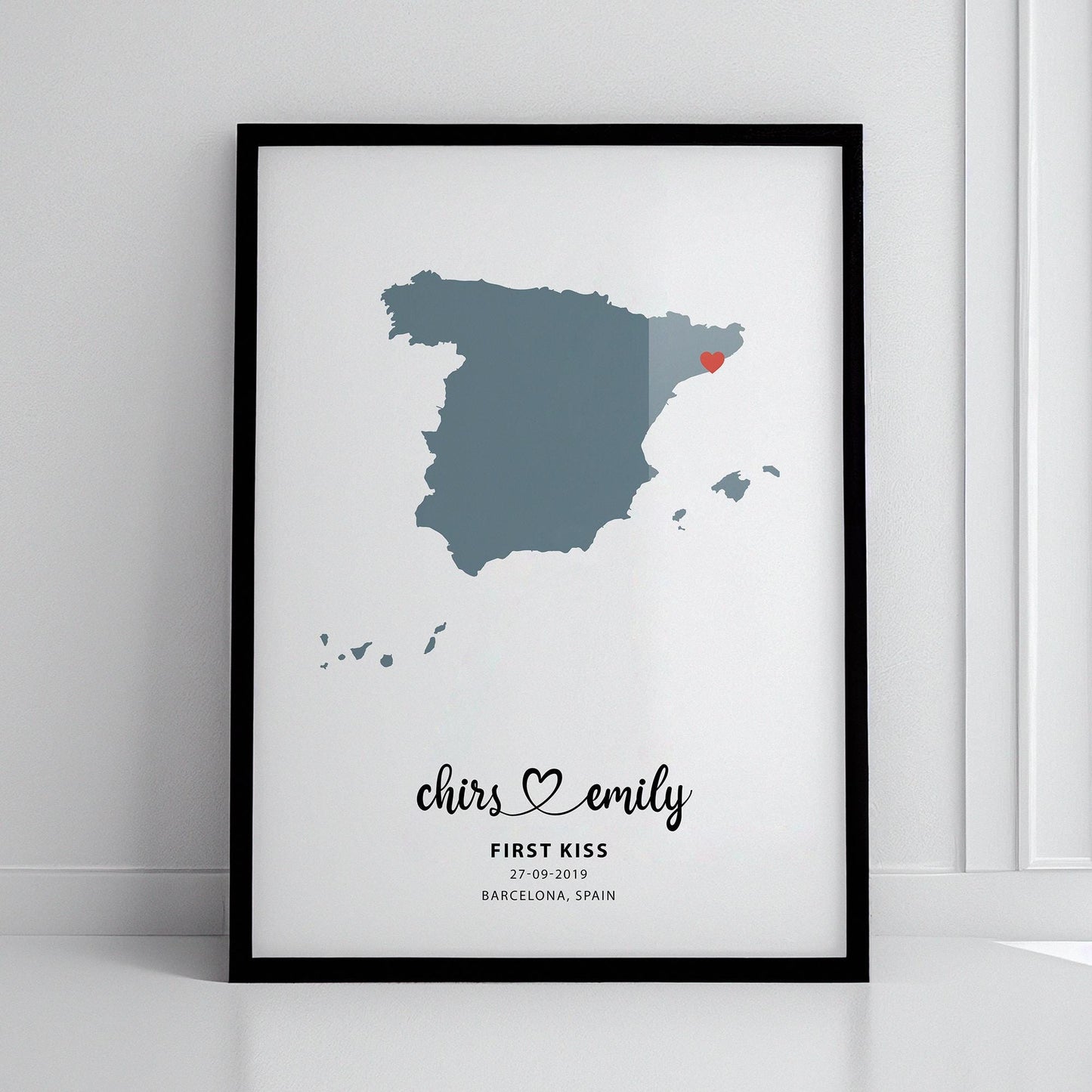 Personalised Map Print, Engagement location print, Wedding anniversary map print, Custom map print, Wedding, Gift for couple, Travel Map