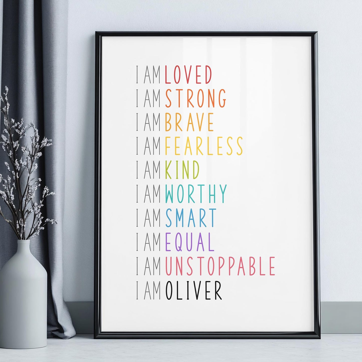 Kids Affirmation Printable Art, Kids Wall Art, Affirmations, Personalised Kids Print, Gifts For Kids, Children Wall Art, Playroom Decor, Daily Affirmations personalised print kid gift ideas Motivational Print Mental Health Gift Empowerment