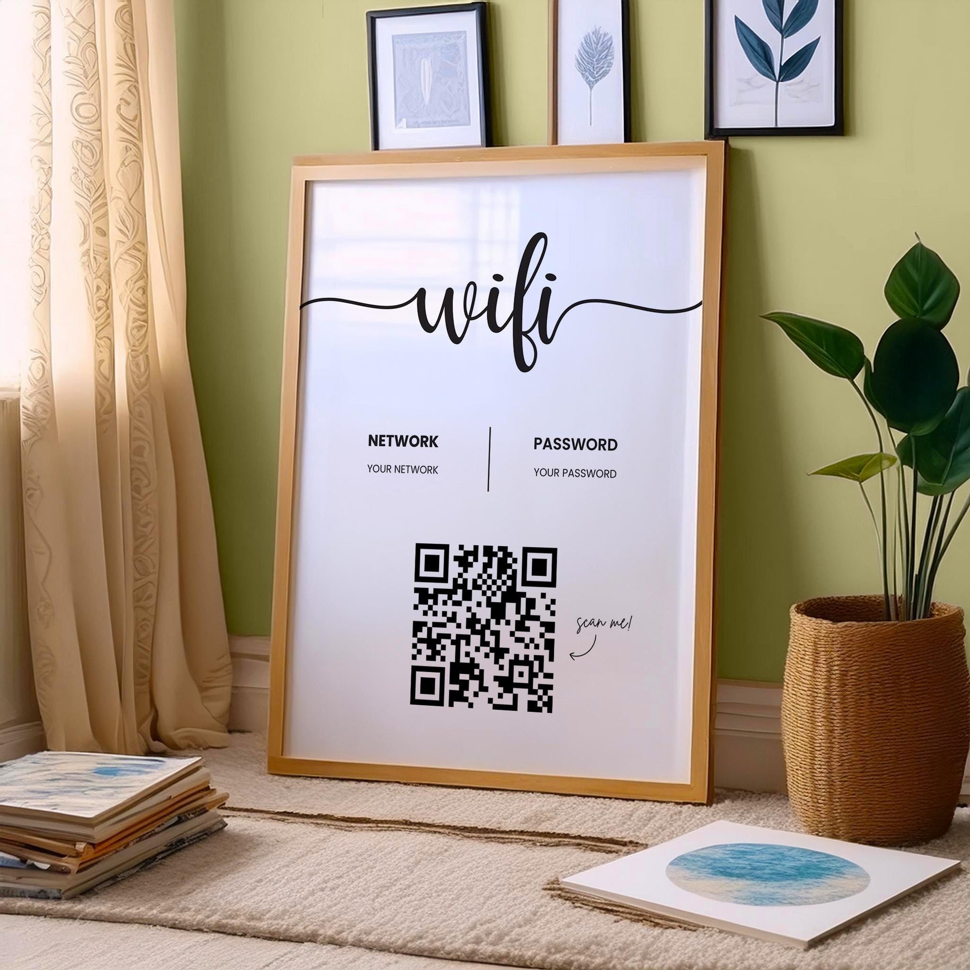 Personalised WiFi print with scan QR code to connect, internet sharing, WiFi password, QR code scanner ideal for AirBnB, Hotel, home, wifi print, wifi qr code, wifi qr scanner, wifi password, business print, nail salon, hair salon, restaurant, bar