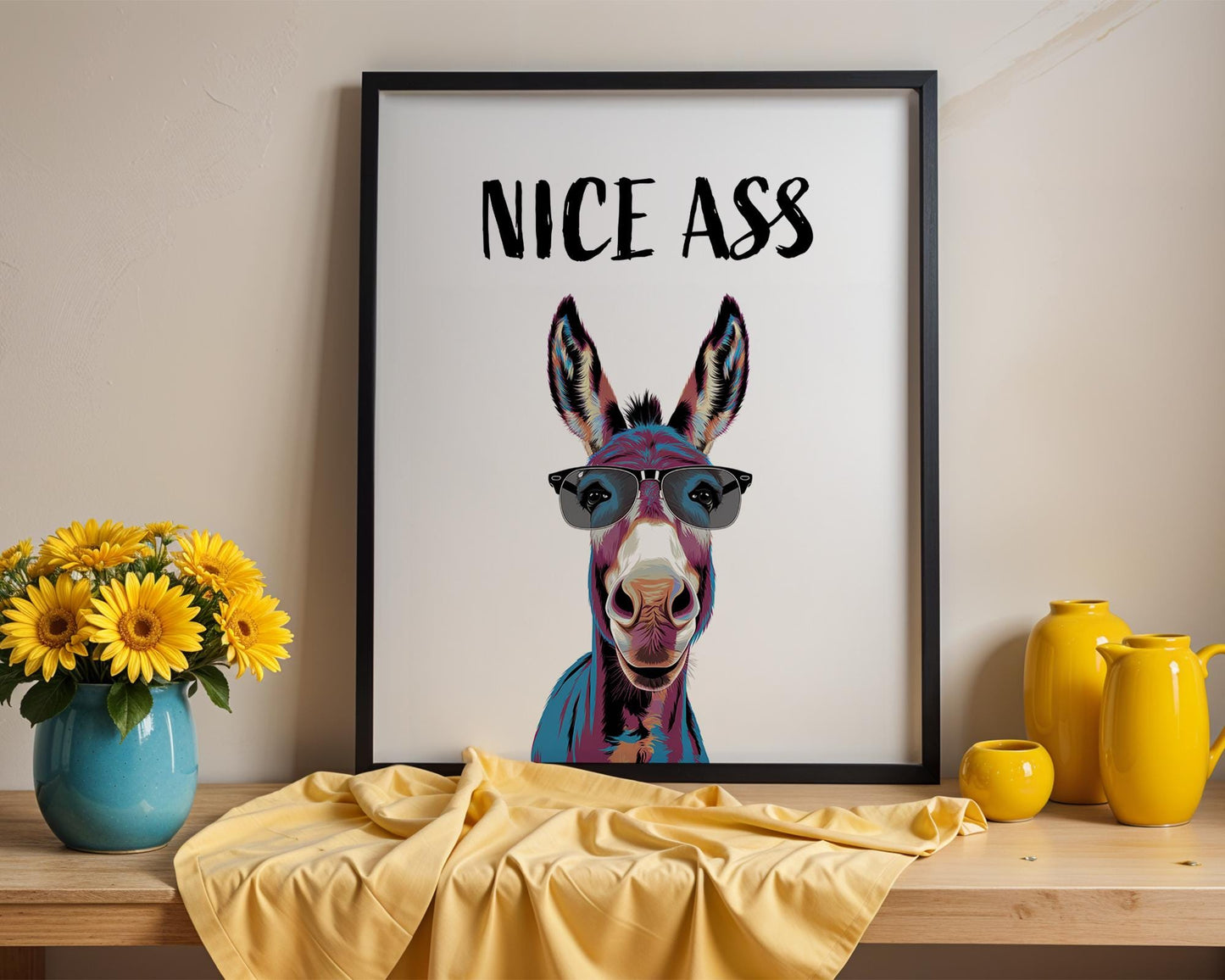 Funny Nice Ass Print – Nice Ass Poster, Funny Bathroom Poster, Pop Art Donkey, Bathroom Accessories, Funny Toilet Sign, Home Décor Wall Arts, Nice Ass Print, Donkey Nice Ass, Nice Ass Poster, Nice Butt, Funny Bathroom, Donkey, Prints For Bathroom
