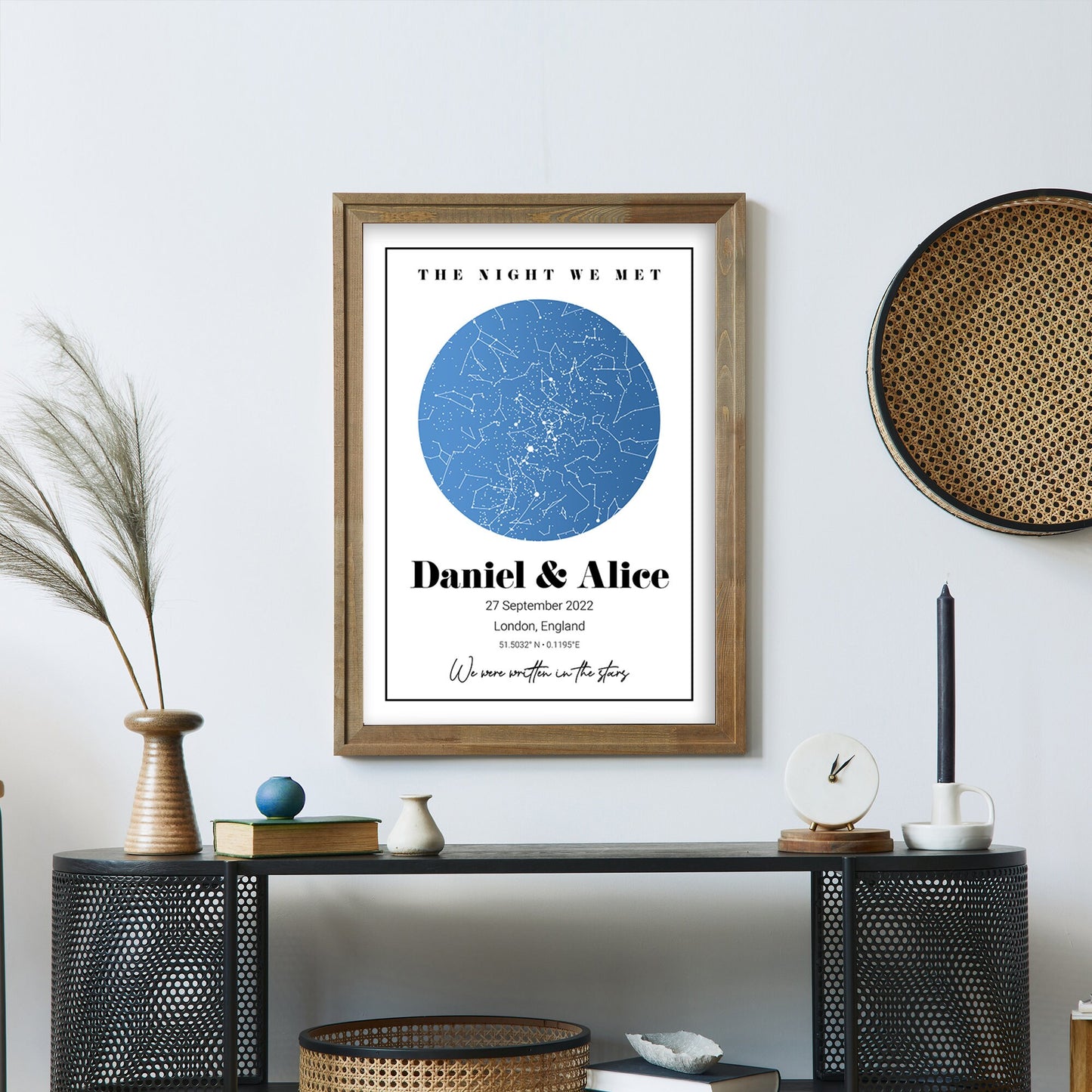 Personalised Star Map, Night Sky of Galaxy and Constellation Print, Custom, Night We Met Wedding Anniversary Gift, Valentine Gift, Star Map Poster, Gift for couple for the Day We Met, Night Sky Print