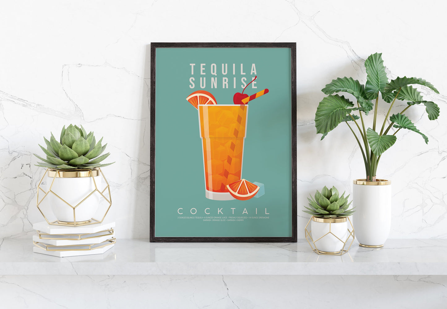 Margarita cocktail recipe print, minimalist printable wall art featuring the margarita ingredients of white tequila triple sec and lime wedge with a salted rim glass illustration, modern cocktail poster for kitchens home bars bar carts and dining rooms, instant digital download in multiple print ratios including A5 A4 A3 A2 and US sizes, perfect housewarming gift for cocktail lovers bartenders and tequila fans, designed in the UK by Hues and Reflections small business