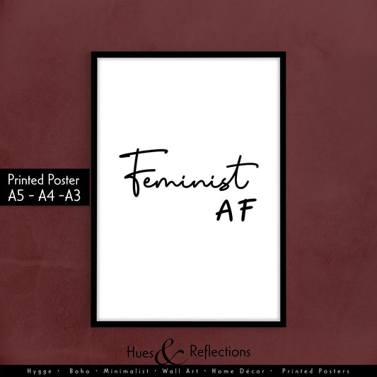 Feminist AF - Bedroom Prints, Feminist Print, Bedroom Wall Art, Inspirational Quotes Prints, Minimalist Print, Feminist Poster