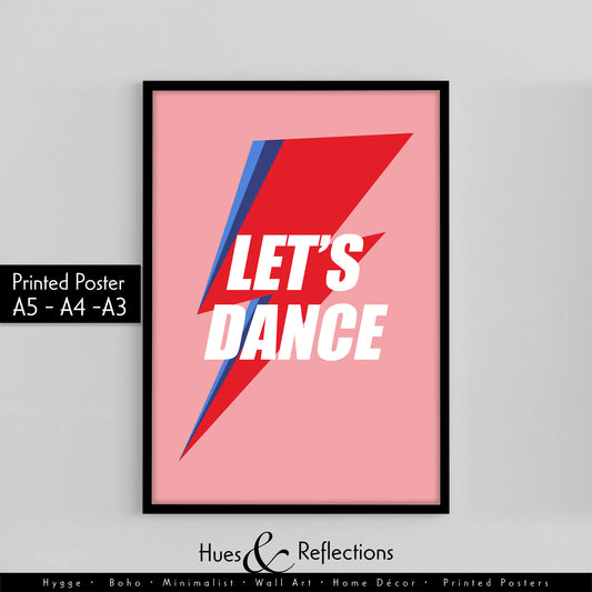 David Bowie Lets Dance Print - David Bowie Poster, Lets Dance Lyrics Poster, Lets Dance Poster Wall Decor, Fan Poster, Music Lover Gift Idea