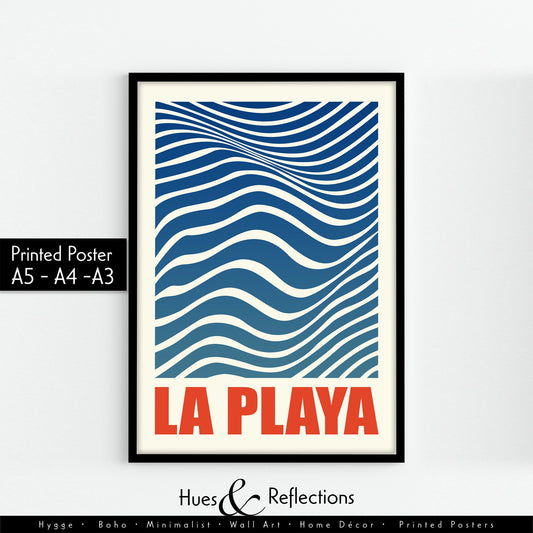 La Playa Poster - The Beach Poster, Retro Print, Summer Poster, Beach Print, Wave Home Decor