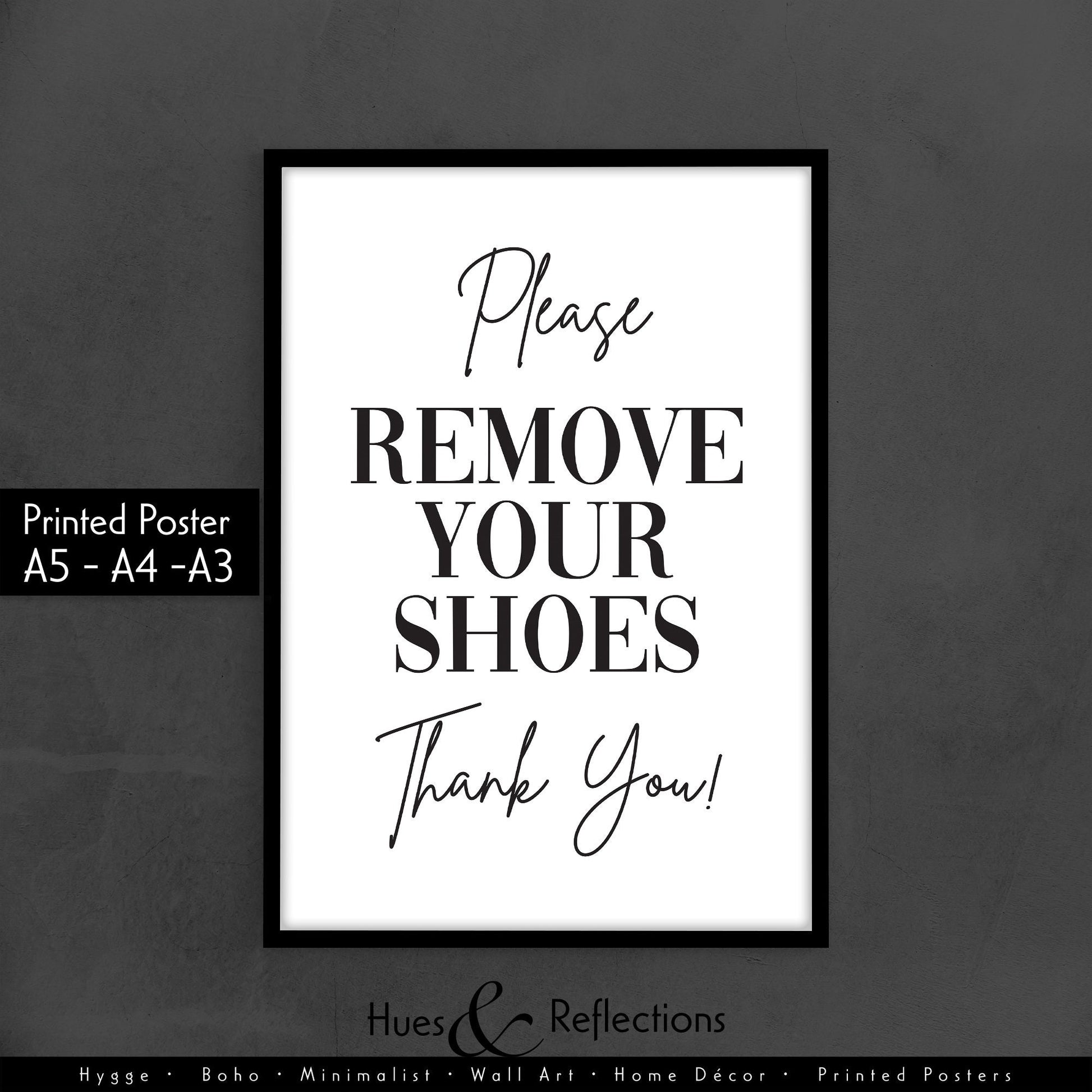 Please Remove Your Shoes | Entrance Sign, Text Home Decor, Shoes Off Print, Typography Wall Art