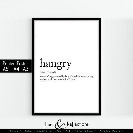 Kitchen Prints | Hangry Definition Print, Hangry Wall Print, Kitchen Print, Definition Print, Home Decor, Wall Art