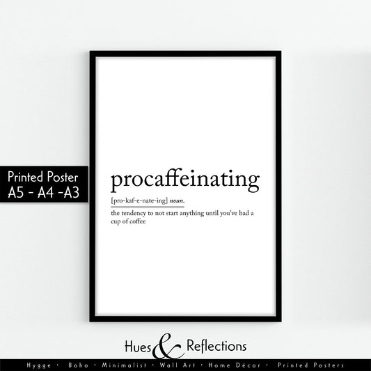 Office Prints | Procaffeinating Definition Wall Print, Kitchen Print, Home Decor, Wall Art