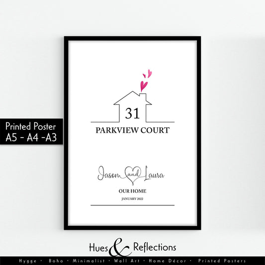 Personalised House Print - home print - new house print - new home gift - new home personalised print