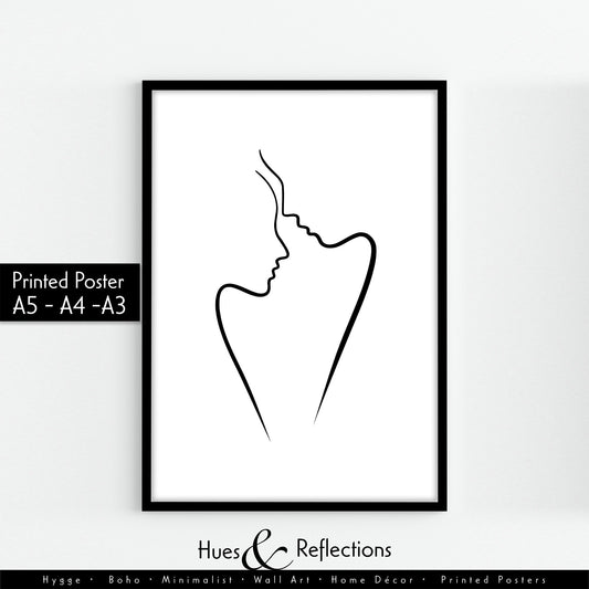 Abstract couple line art print, beautiful bedroom Print, love poster, minimalistic silhouette prints, line drawing, wall art, home decor