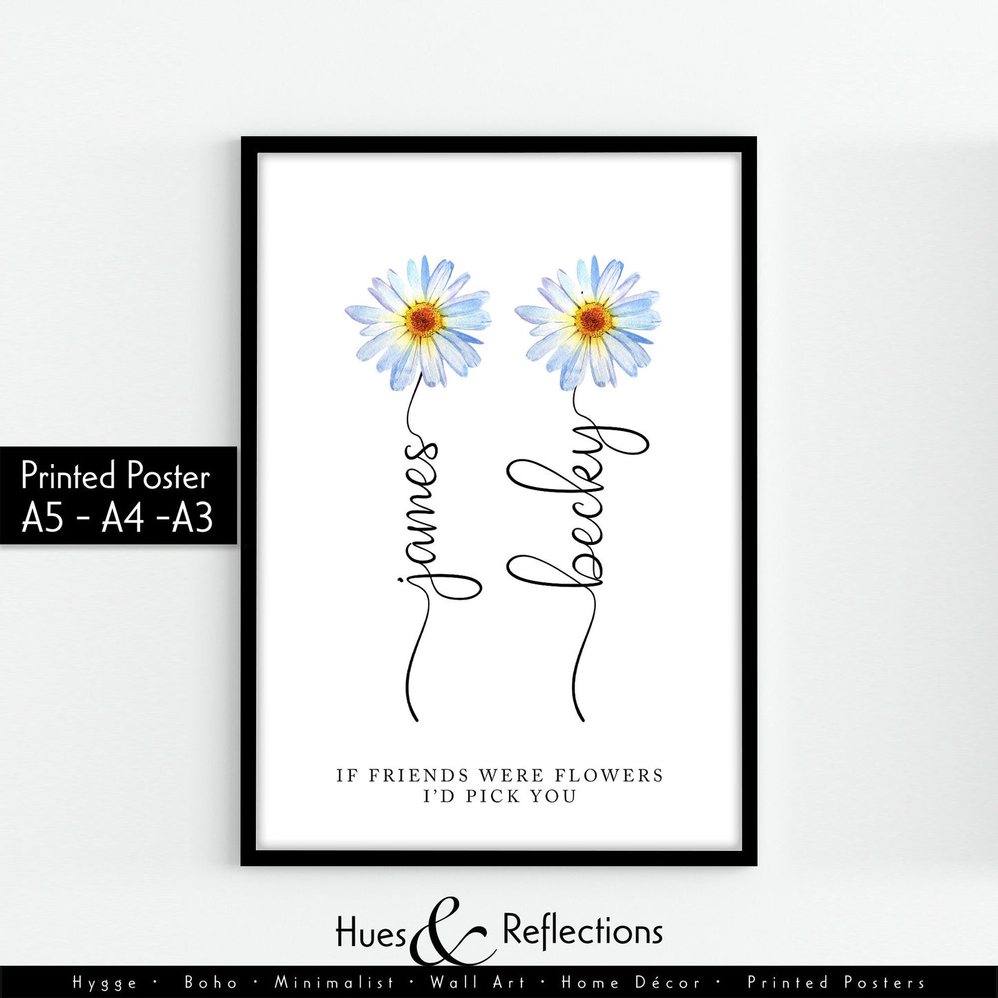 Personalised best friend gift print, Gift for daughter, Gift for friend, Gift for her, Birthday gift for mummy, Flower print for mothers day, Gift for mum, mums thoughtful print, flower print for nana, mother and daughter, mum and daughter, nanny