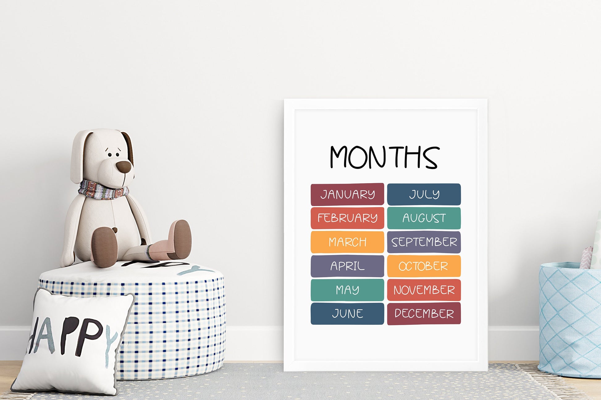 Months of the Year Print, Montessori Education Poster, Nursery Wall Art, Kids learning, Homeschool Resource, Learning, Children's Print