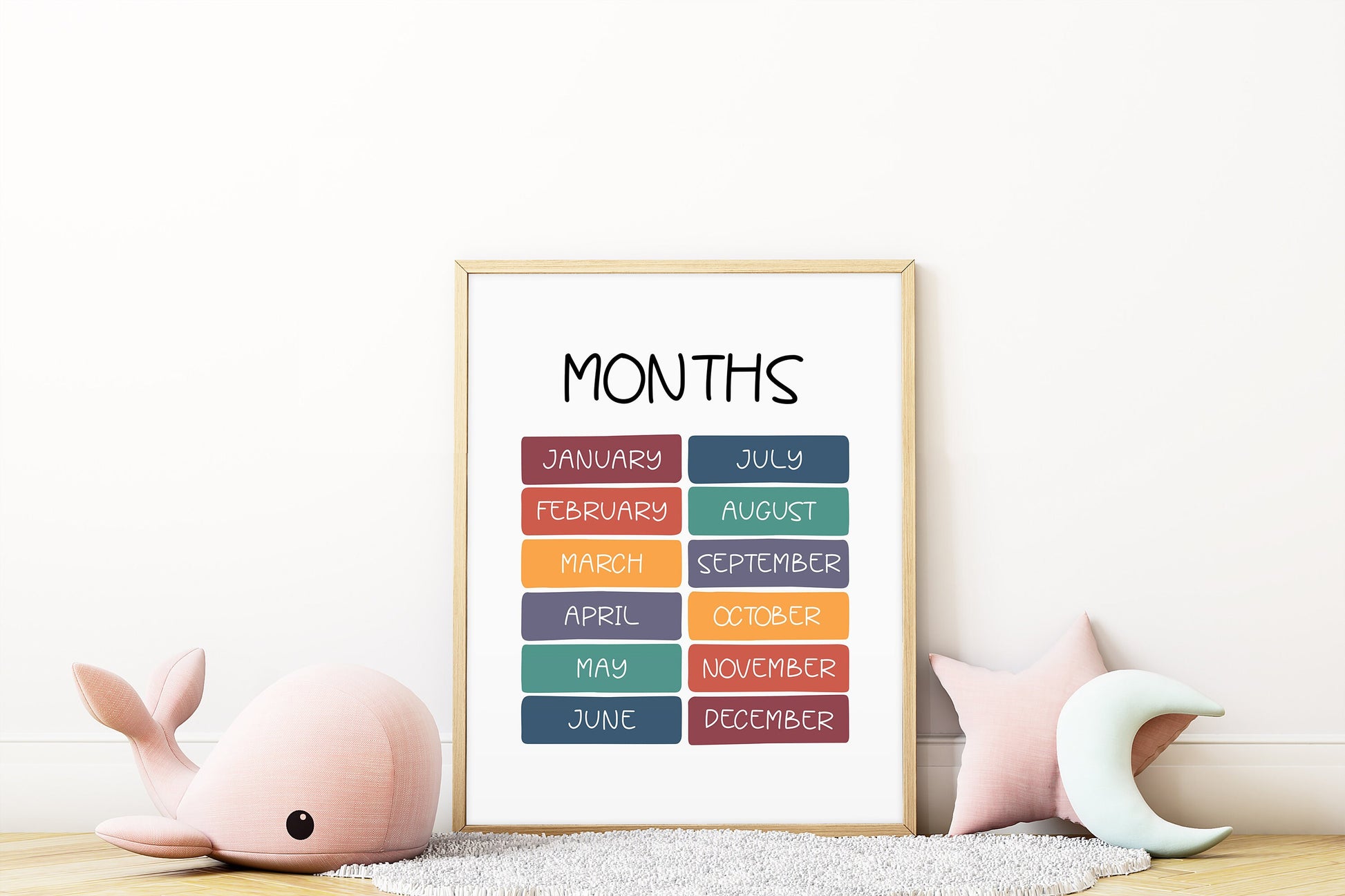 Months of the Year Print, Montessori Education Poster, Nursery Wall Art, Kids learning, Homeschool Resource, Learning, Children's Print