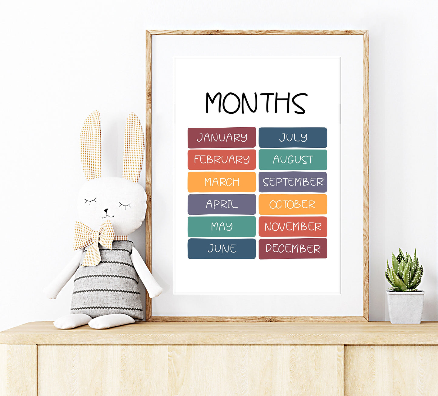 Months of the Year Print, Montessori Education Poster, Nursery Wall Art, Kids learning, Homeschool Resource, Learning, Children's Print