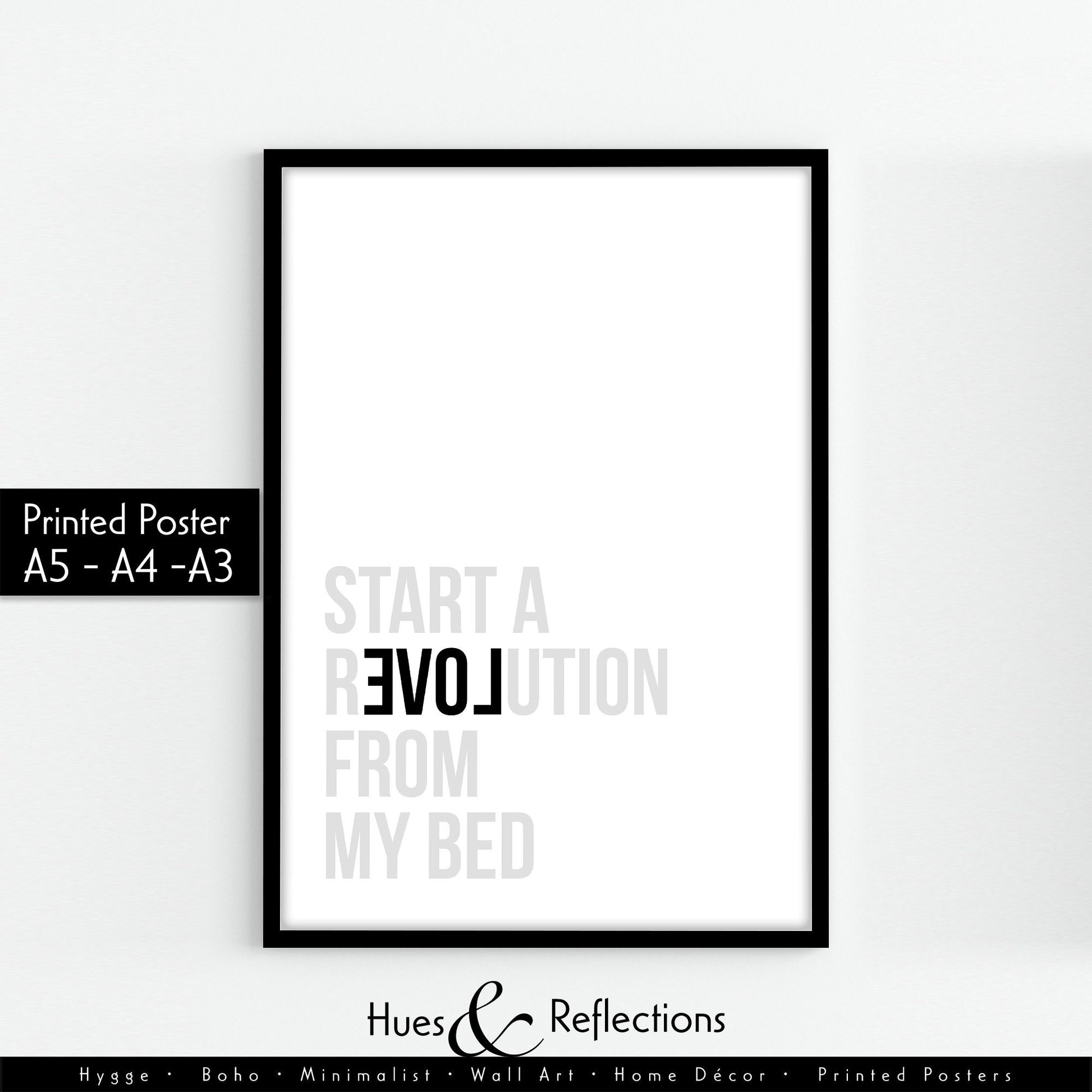 Start a Revolution from My Bed, Don't Look Back In Anger, Oasis, Lyrics Poster, Music Typography Gift Wall Art in A4,A3 & A5 Britpop