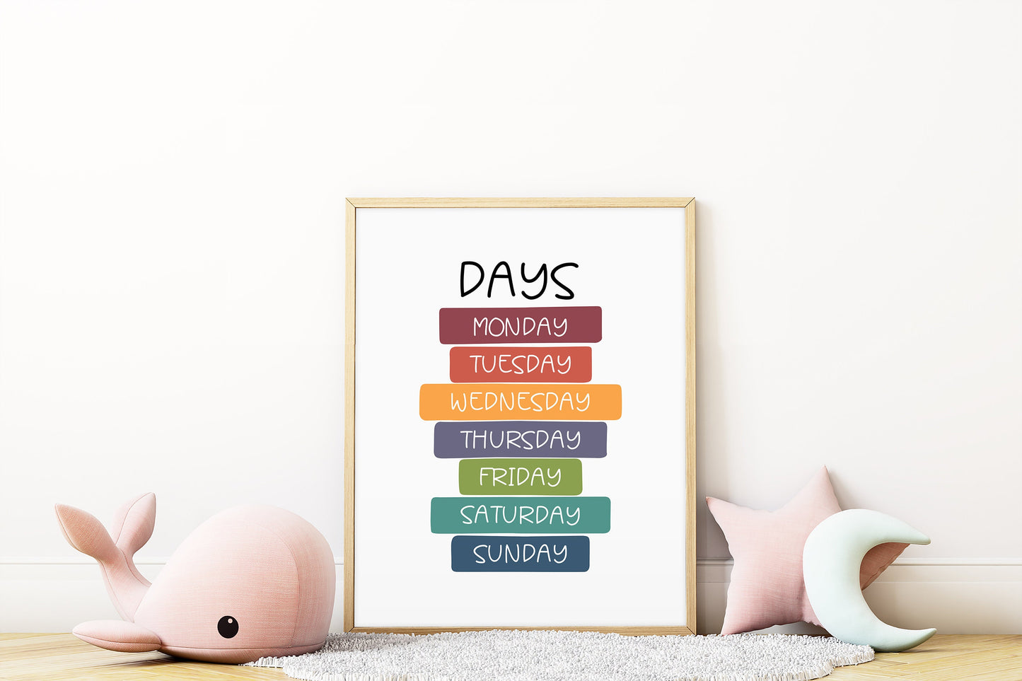 Days of the Week Print, Montessori Education Poster, Nursery Wall Art, Kids learning, Homeschool Resource, Learning Print, Children's Print