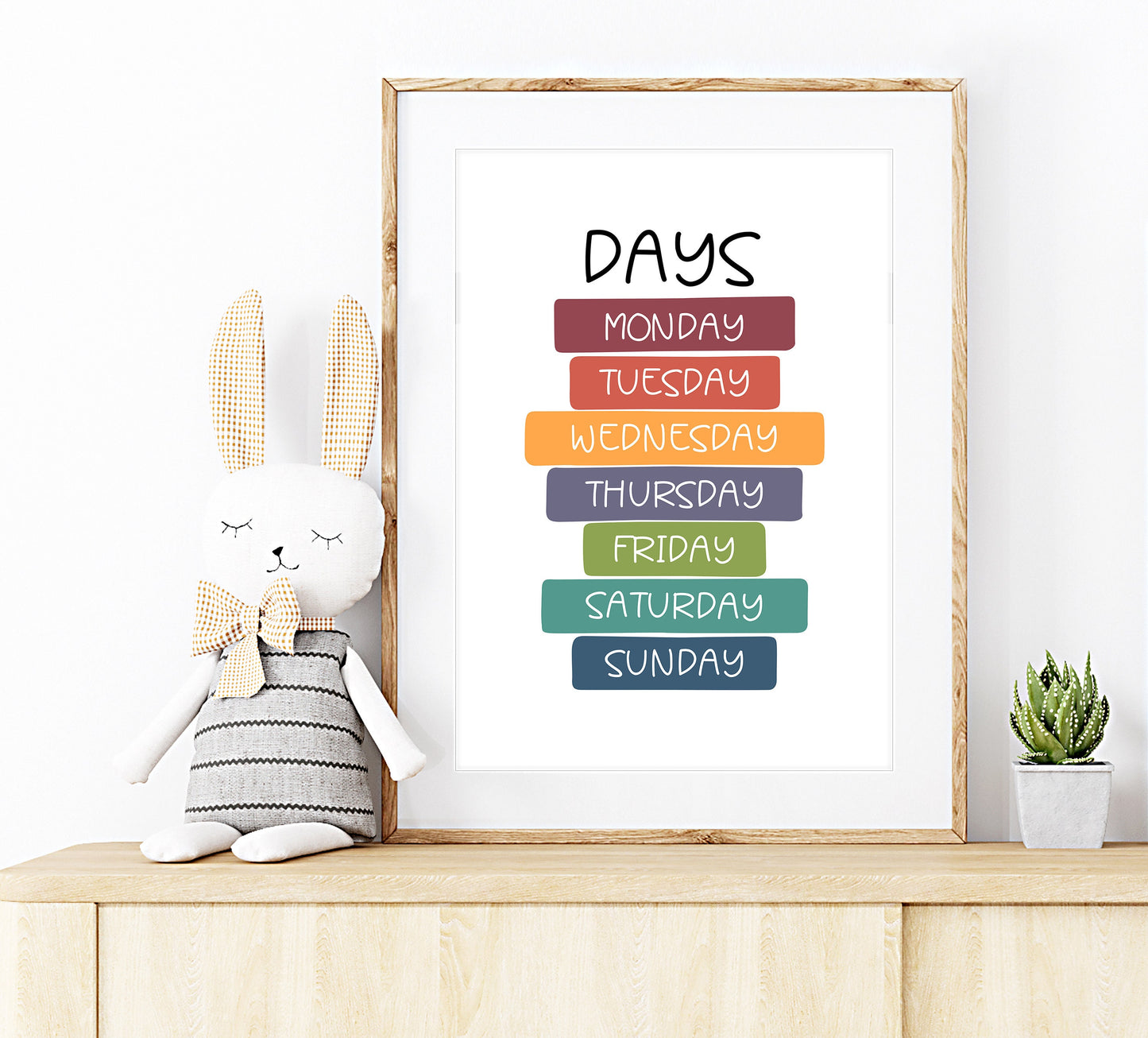 Days of the Week Print, Montessori Education Poster, Nursery Wall Art, Kids learning, Homeschool Resource, Learning Print, Children's Print