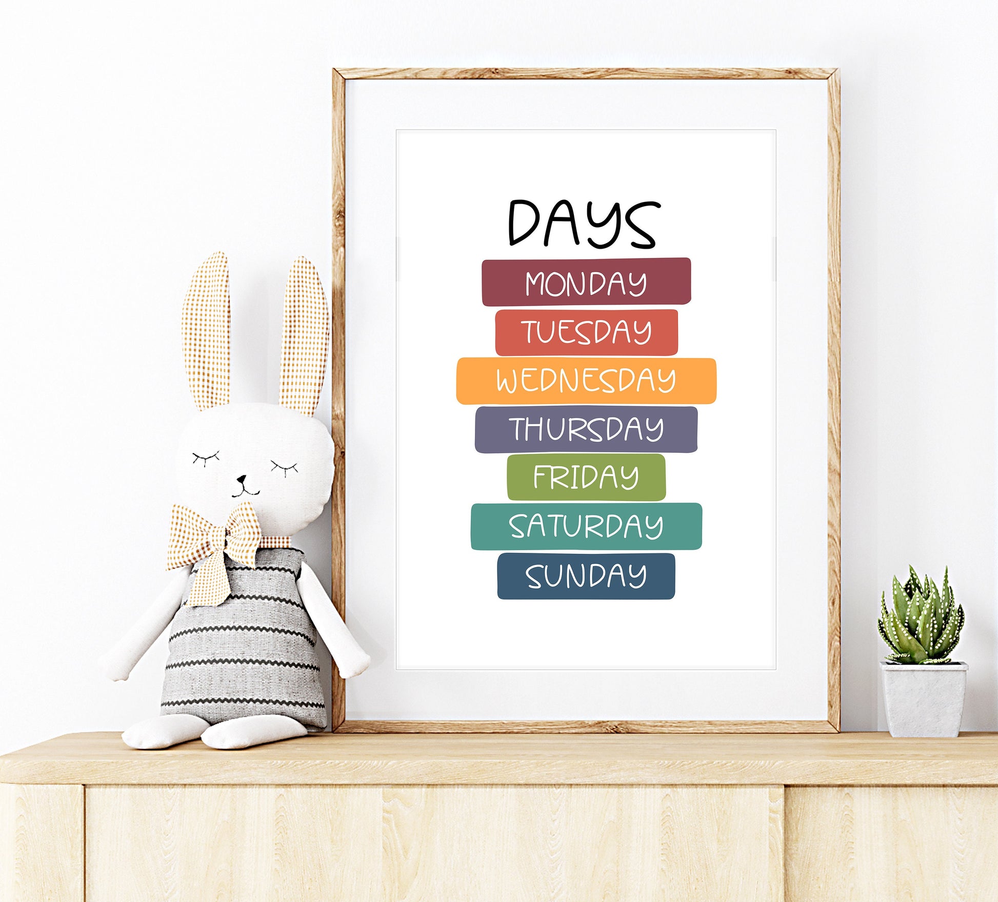 Days of the Week Print, Montessori Education Poster, Nursery Wall Art, Kids learning, Homeschool Resource, Learning Print, Children's Print
